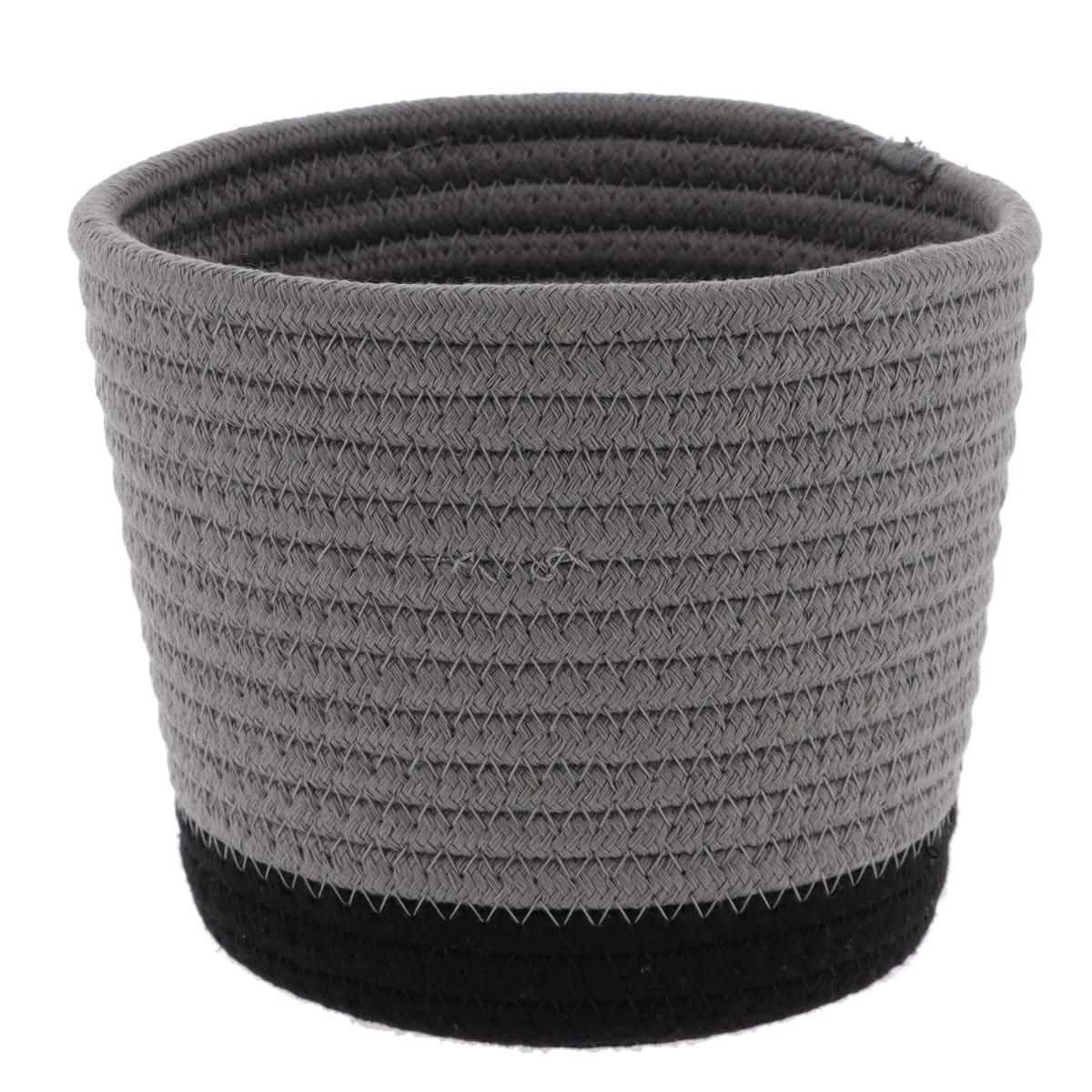 PANIER ROND COTON GRIS NOIR D.17X14CM