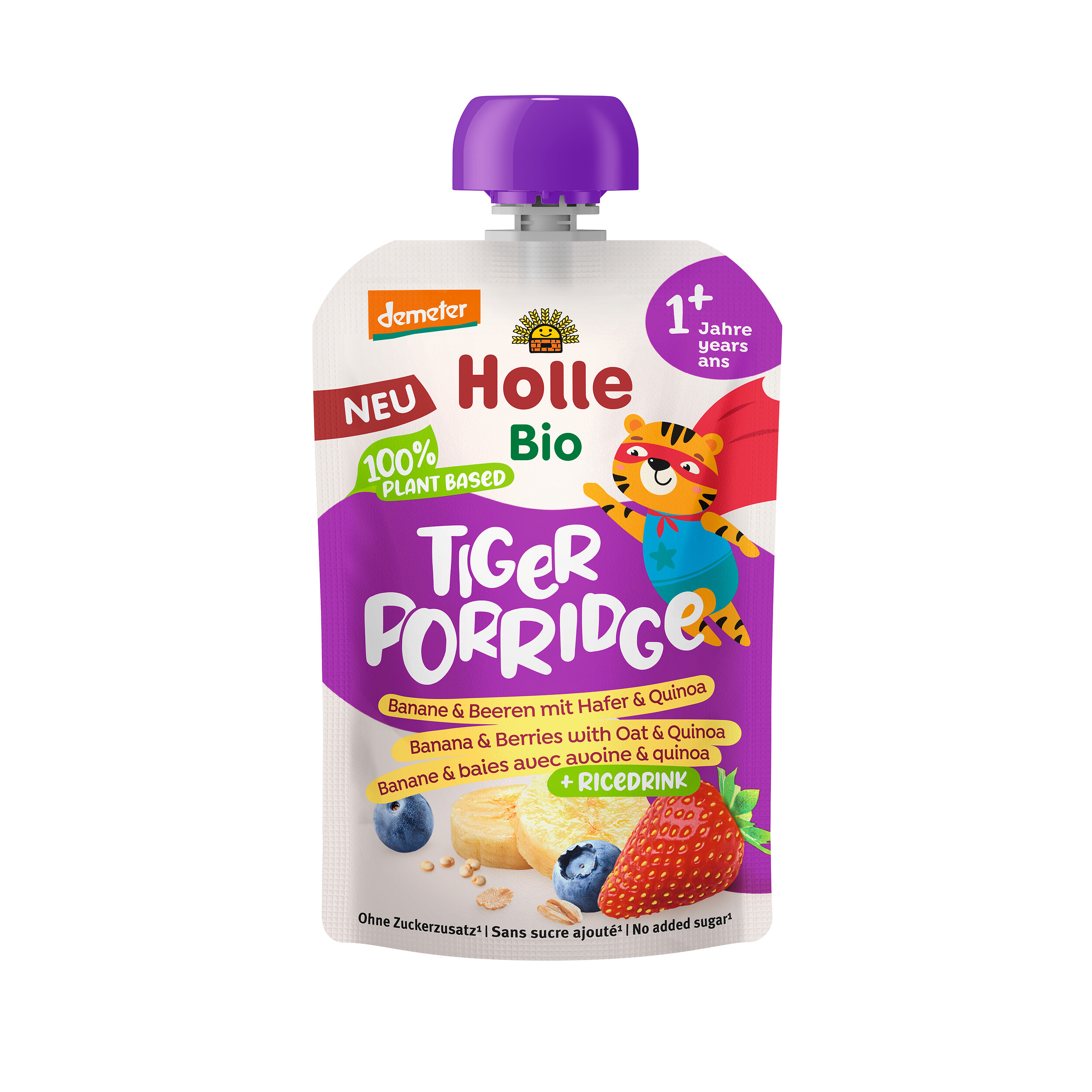 HOLLE Tiger Porridge<br>110 g, Beutel, Banane Beeren Hafer Quinoa