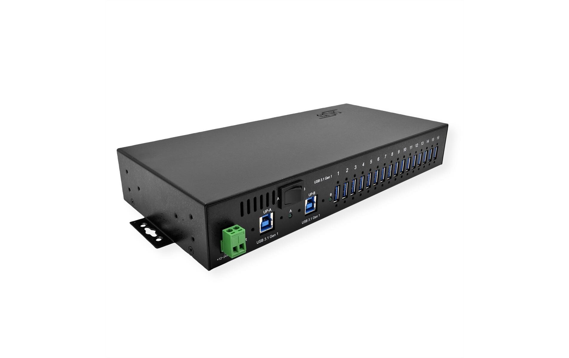 USB-Hub EX-1116HMVS<br>16-Port USB 3.2 Gen 1 Metall HUB mit 15KV ESD Überspannungsschutz, A-Buchsen