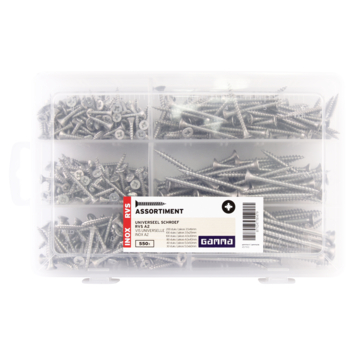 GAMMA schroef universeel assortiment platkop RVS 550 stuks