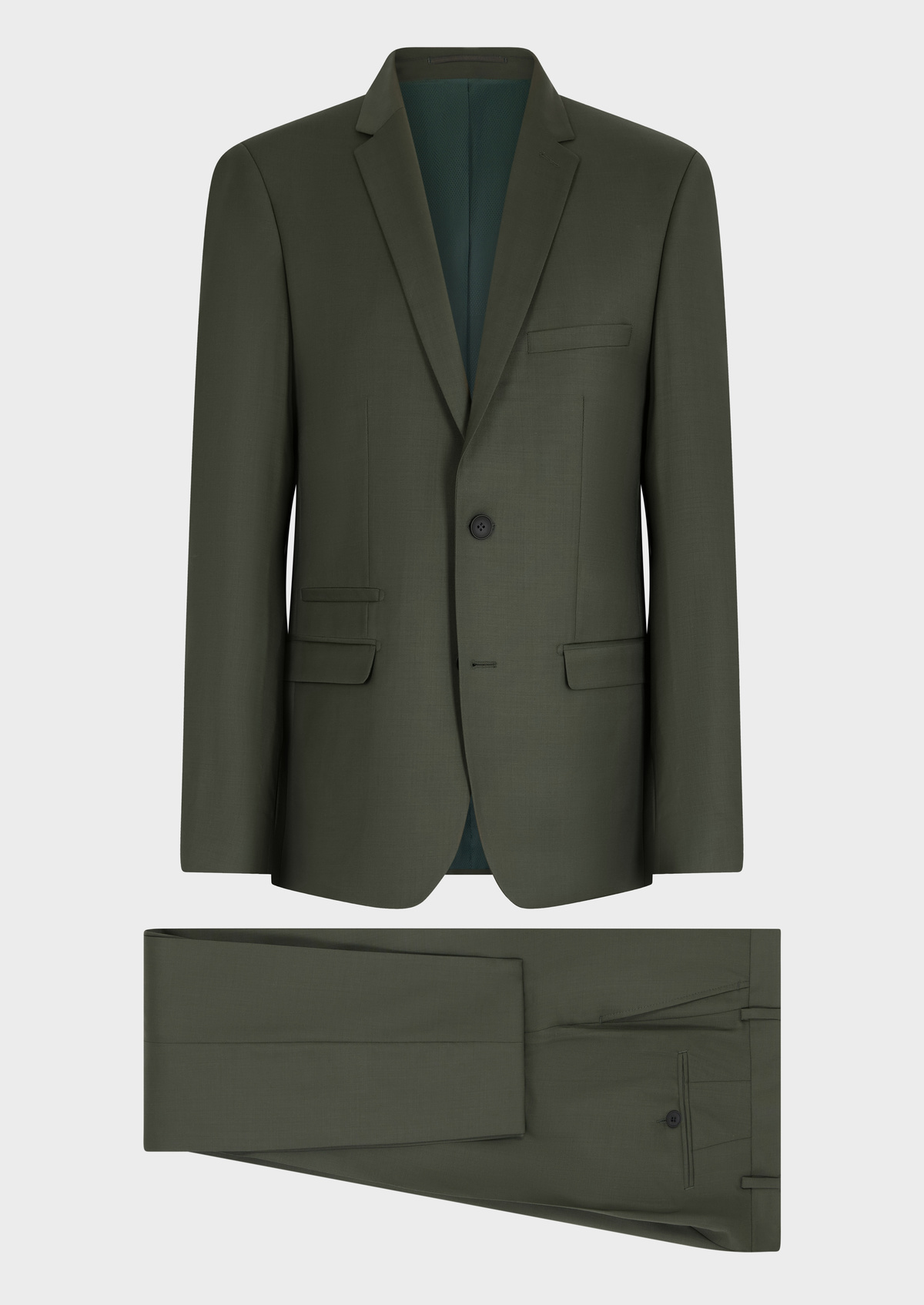 Costume 2 pièces Slim en laine unie kaki