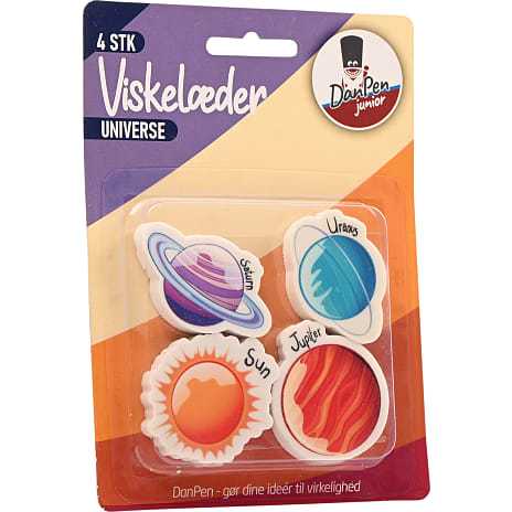 Danpen viskelæder 4-pak - planeter