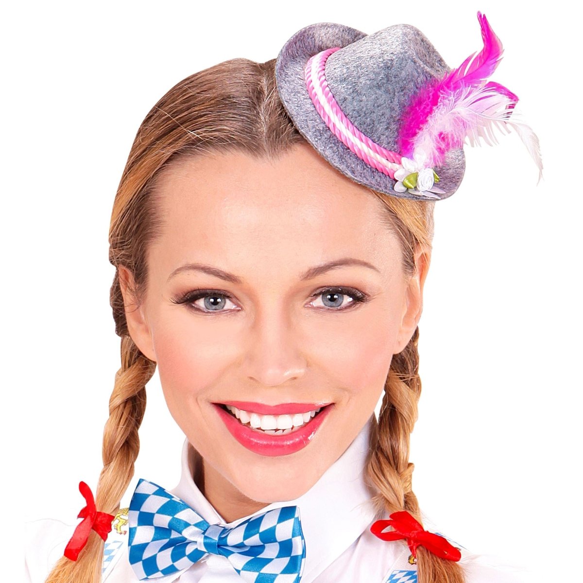 Oktoberfest Hoed Tiroler Mini Met Roze Veren