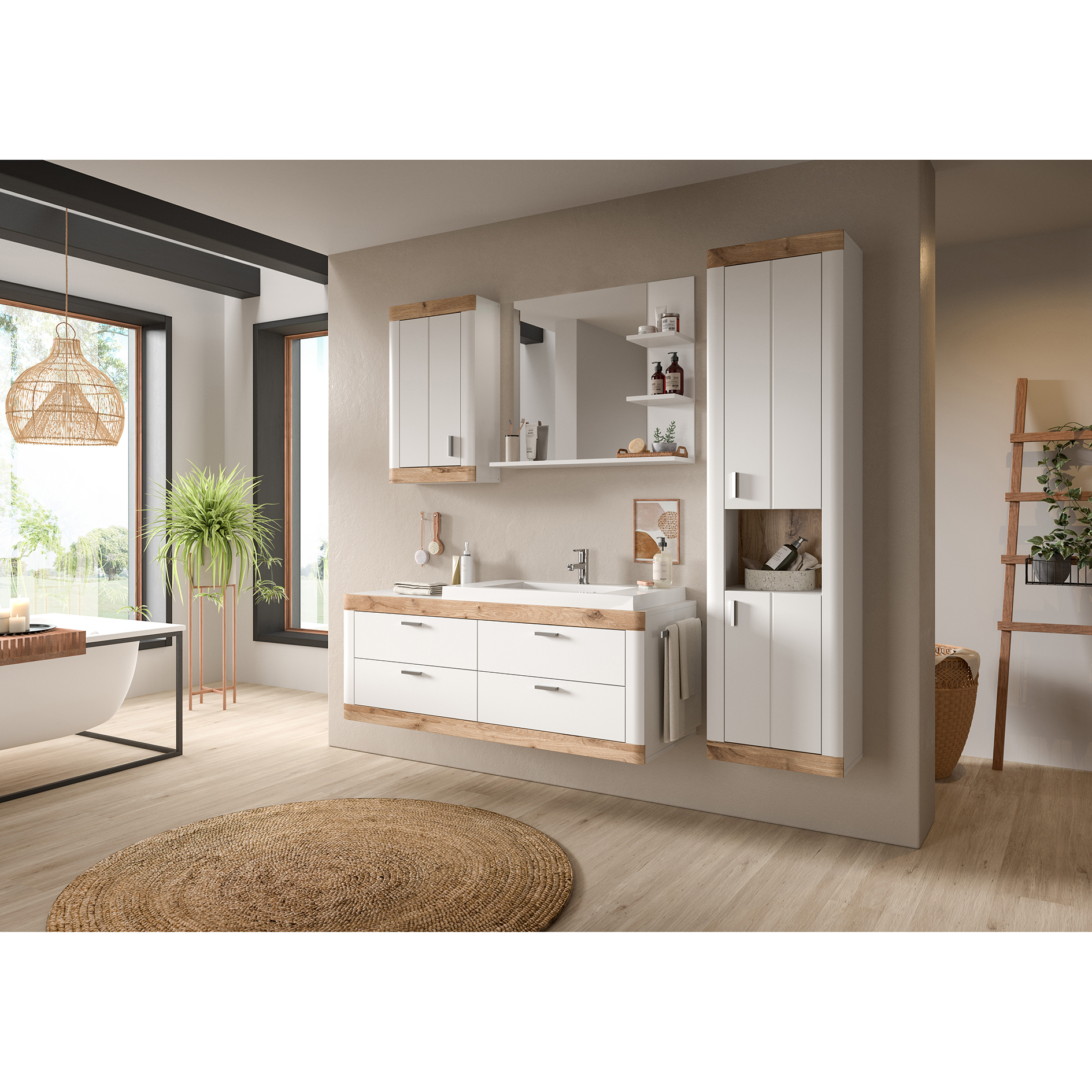 Badhängeschrank LAREDO - weiß matt - Nox Oak - 45 cm