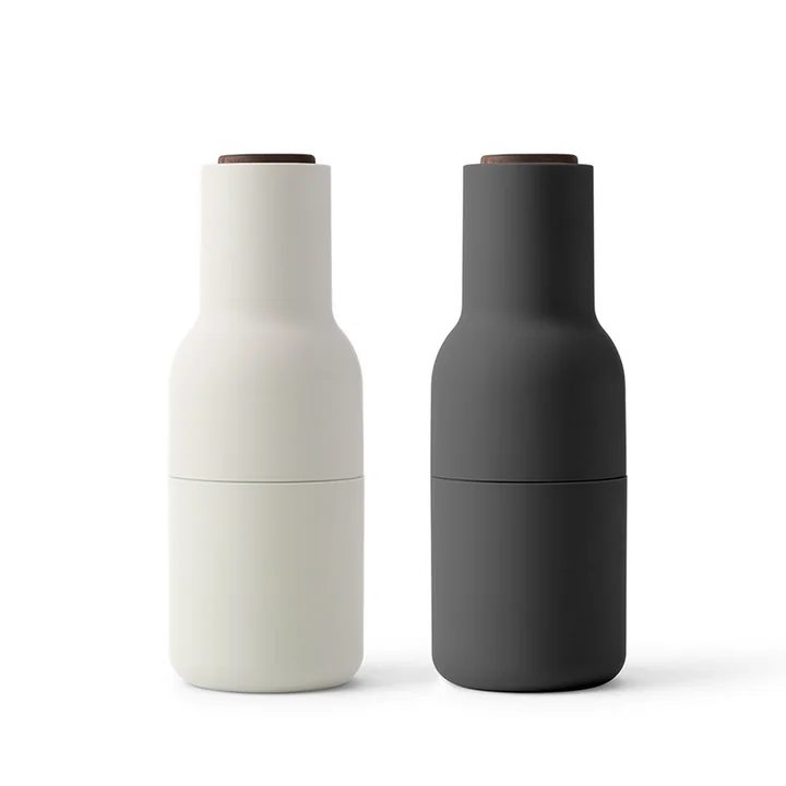 Audo - Bottle Grinder Salz- und Pfeffermühlen Set, ash / carbon (Holzdeckel Walnuss)