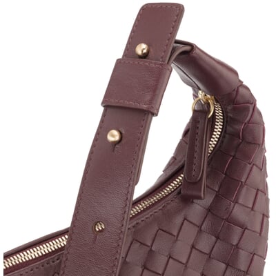 Lederhandtasche geflochten, weinrot