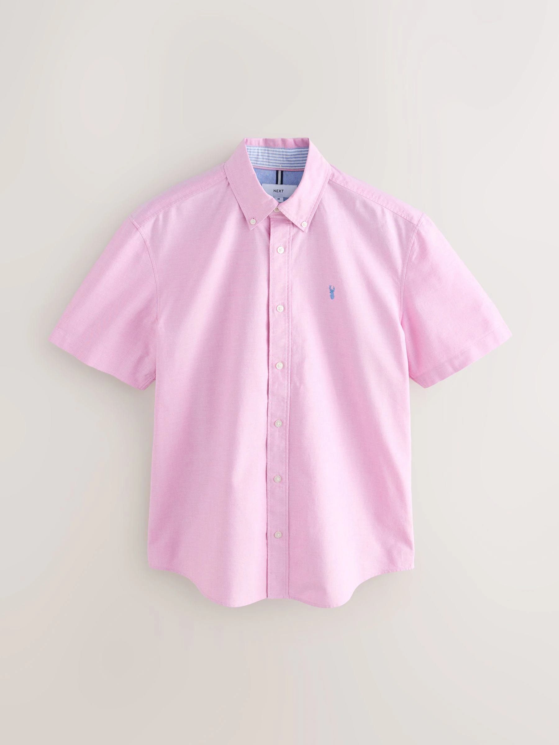 Roze - Normale Pasvorm - Oxford-overhemd met korte mouwen