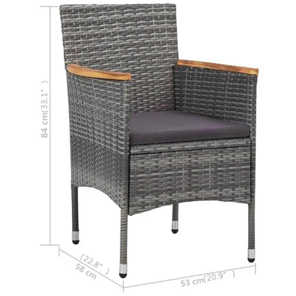vidaXL - Tuinset - Grijs - Poly rattan