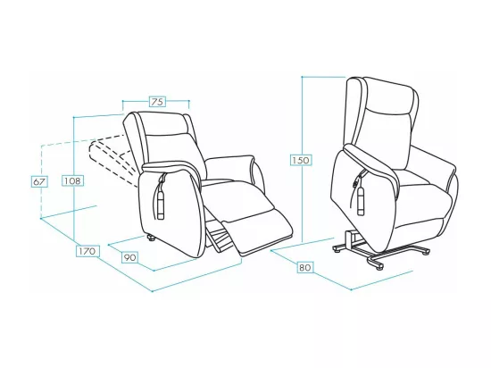 Fauteuil de relaxation et releveur 2 moteurs en nubuck 2 moteurs électriques Biza-Couleur Gris foncé