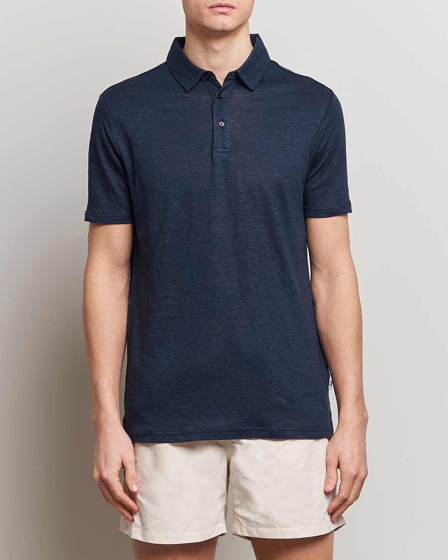 KnowledgeCotton Apparel Regular Linen Polo Total Eclipse
