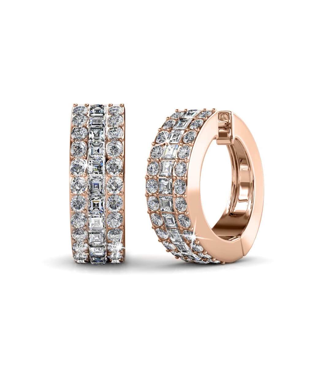 Boucles d'oreilles Olena - Or Rosé et Cristal