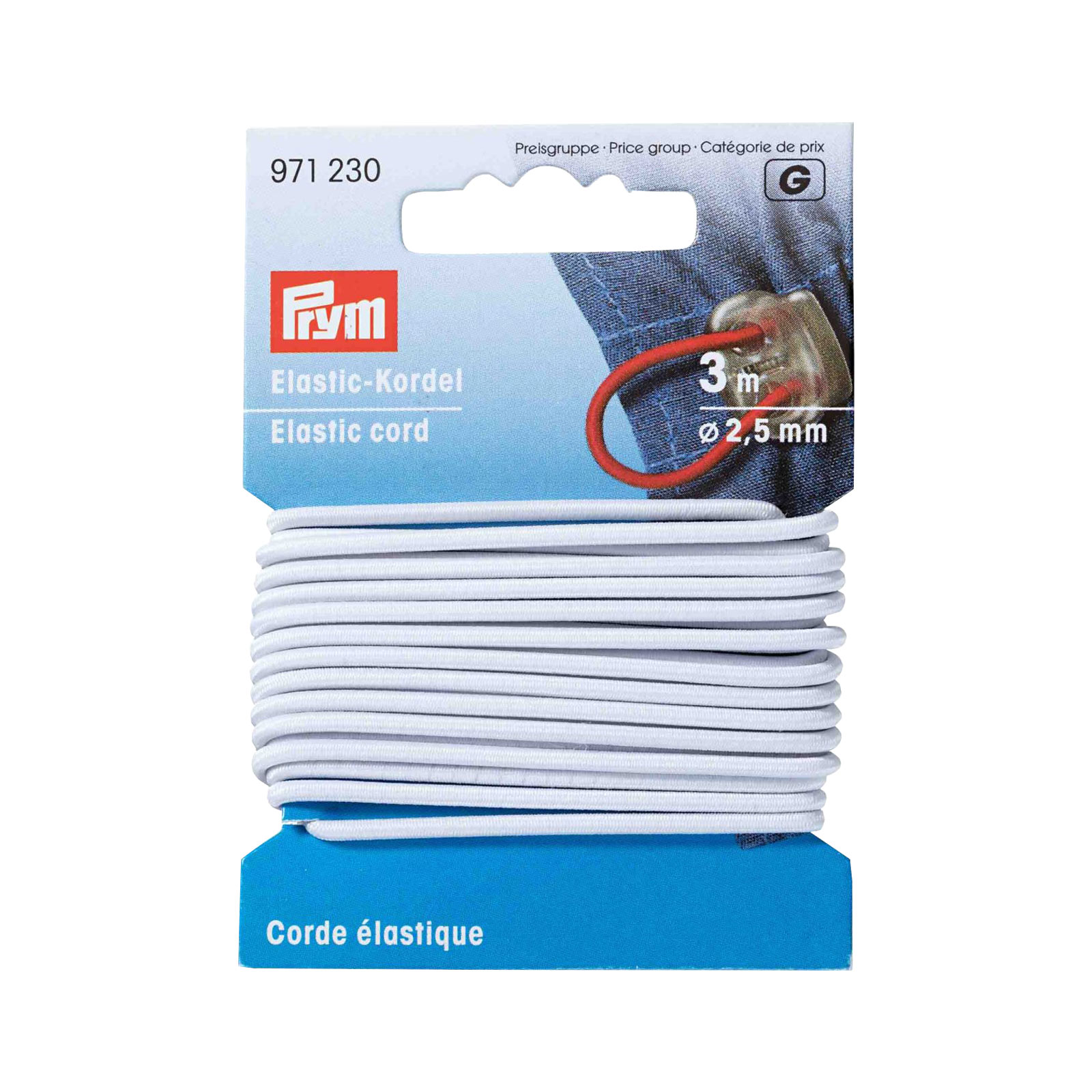 Elastic-Kordel - weiß - 3 m