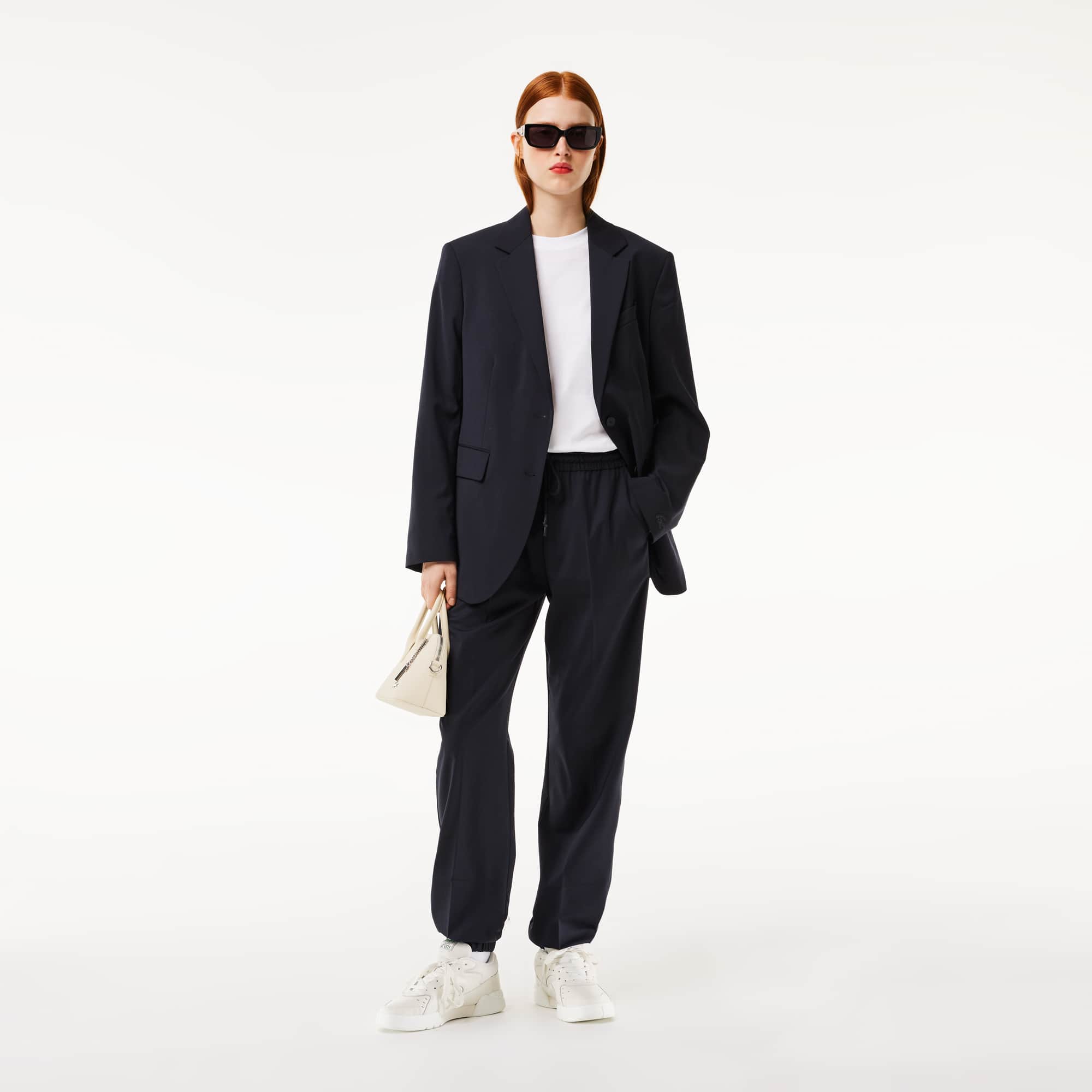 Pantalon fluide en laine Pantalons & Shorts - Bleu - Lacoste - Femme