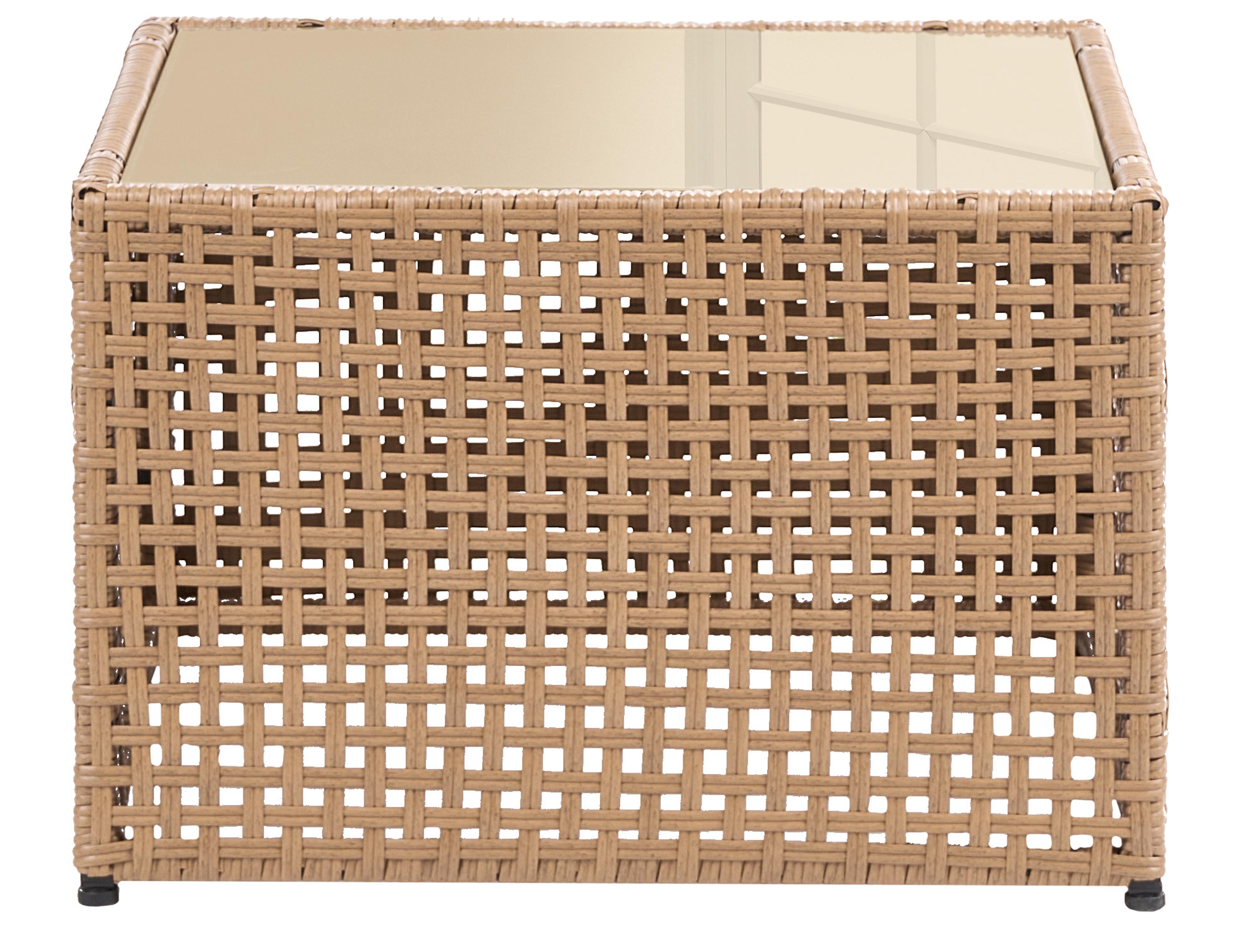 U-vormige tuinbank 6-zits OMEGANA modulair PE rotan Lichtbeige