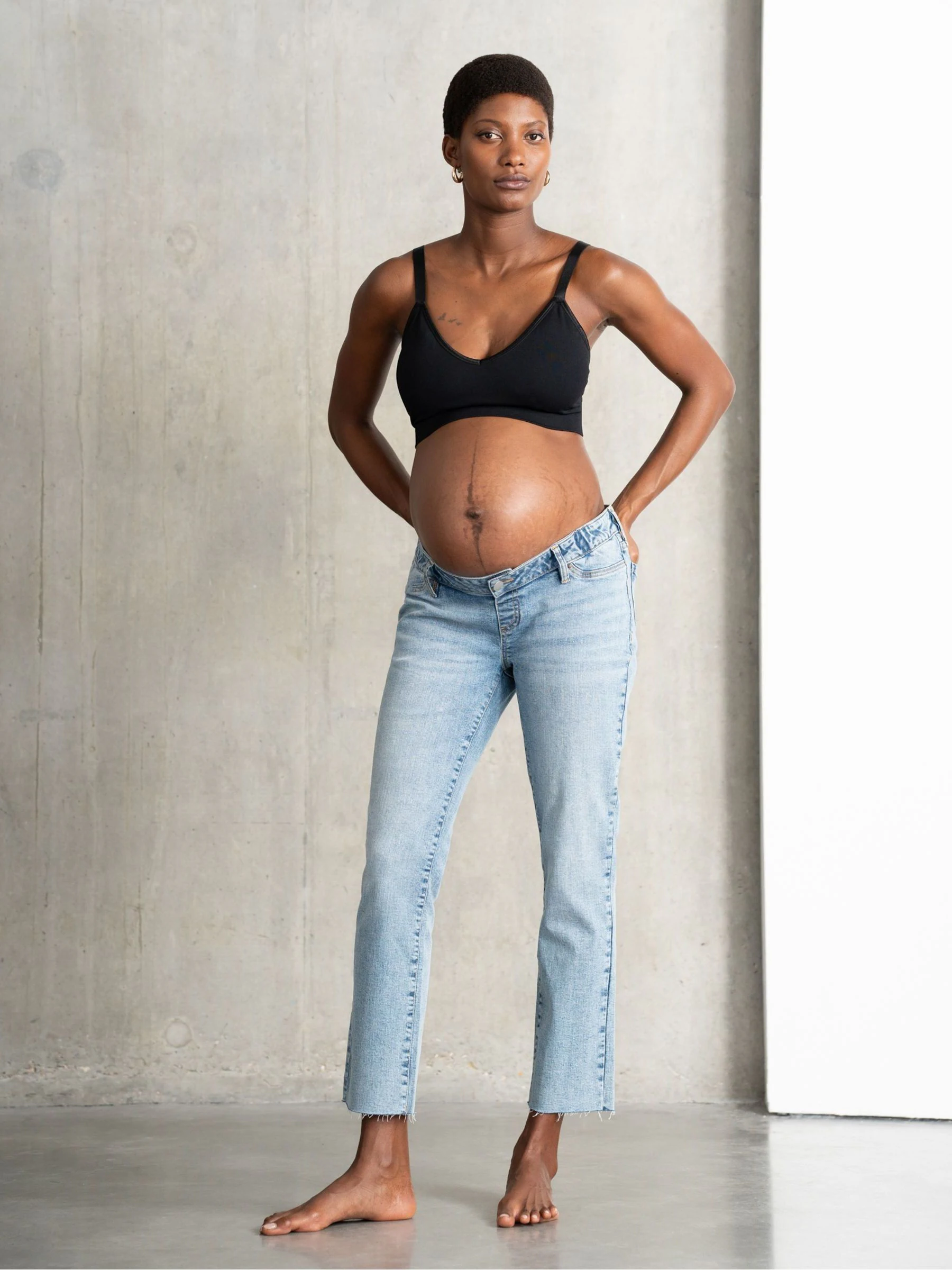 Seraphine Slim Blue Leg Overbump Jeans