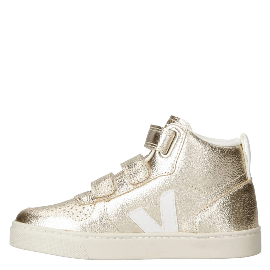 Veja Small V-10 Midgevoerde leren sneakers champagne