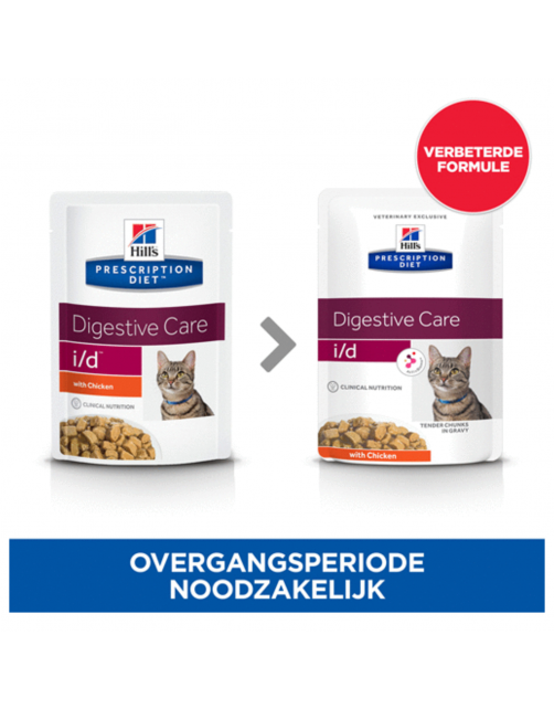 Hill's Prescription Diet I\/D Digestive Care Maaltijdzakjes - Kattenvoer - Kip 12x85 g