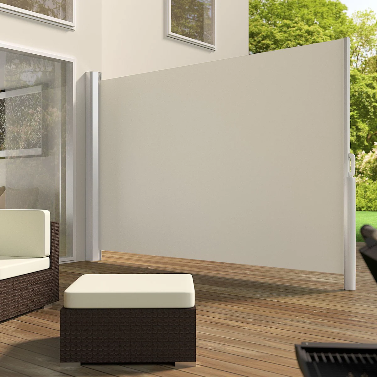 Sidemarkise med uttrekkbar mekanisme - 200 x 300 cm,beige