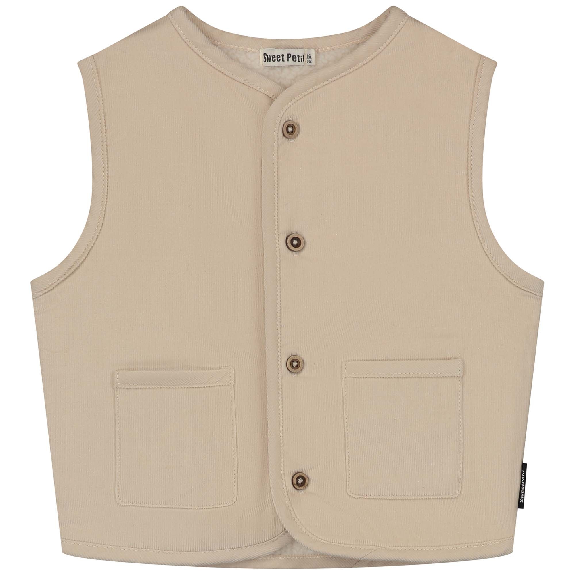 Sweet Petit peuter gilet Bruno mouwloos effen beige