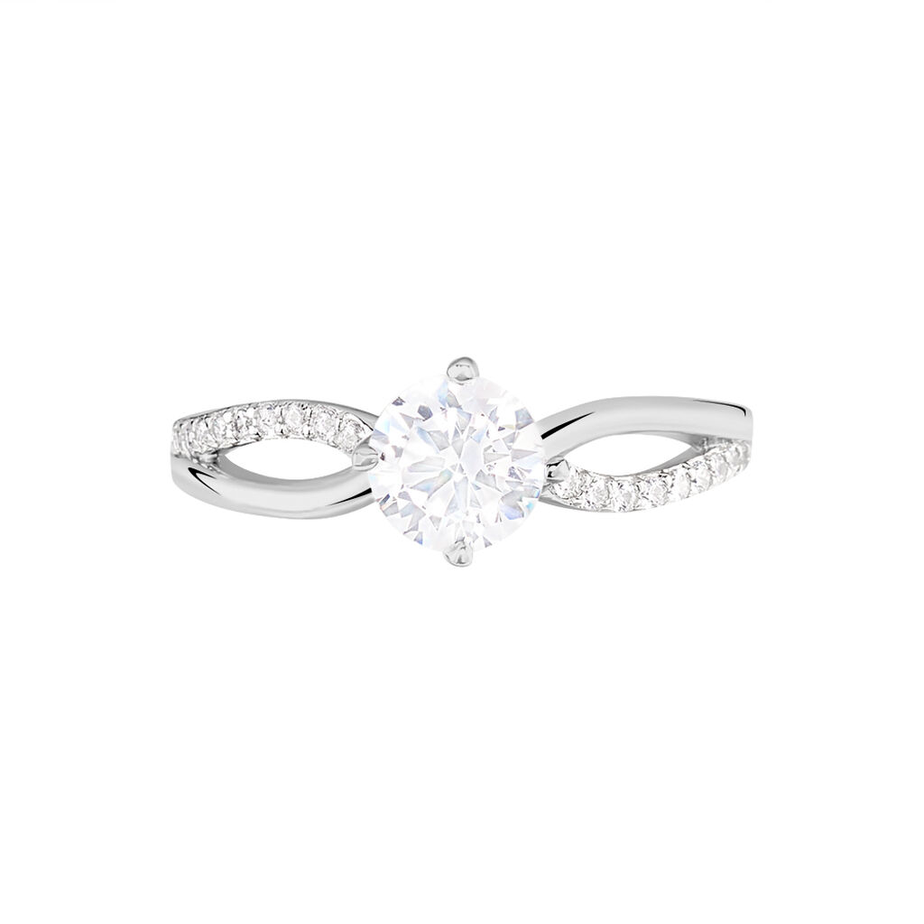 Bague Solitaire Essie Argent Blanc Oxyde De Zirconium