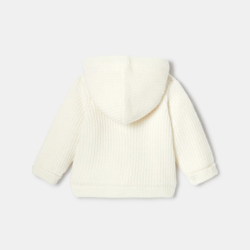 Gilet boutonné à capuche blanc en maille perlée naissance Absorba Blanc