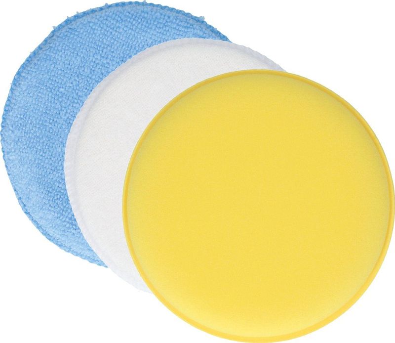 Protecton - Polijstpad Set - 3 in 1 - Geel/Wit/Blauw - Handgreep