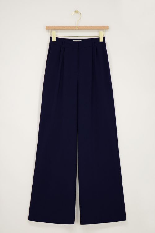 Donkerblauwe wide leg pantalon