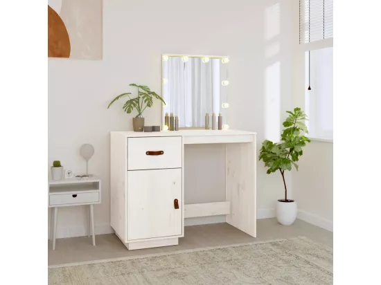 Coiffeuse avec LED Blanc 95x50x133,5 cm Bois de pin massif