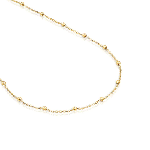 Gargantilha TOUS Basics com banho de ouro 18k sobre prata e contas intercaladas.