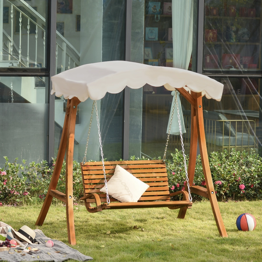 Outsunny Hollywoodschaukel 2-Sitzer natur, creme