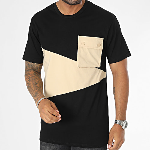 Tee Shirt Poche Noir Beige