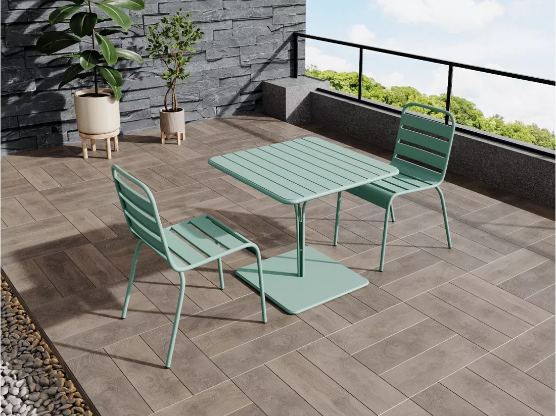 Table de jardin L.80 cm en métal - Vert amande - MIRMANDE de MYLIA