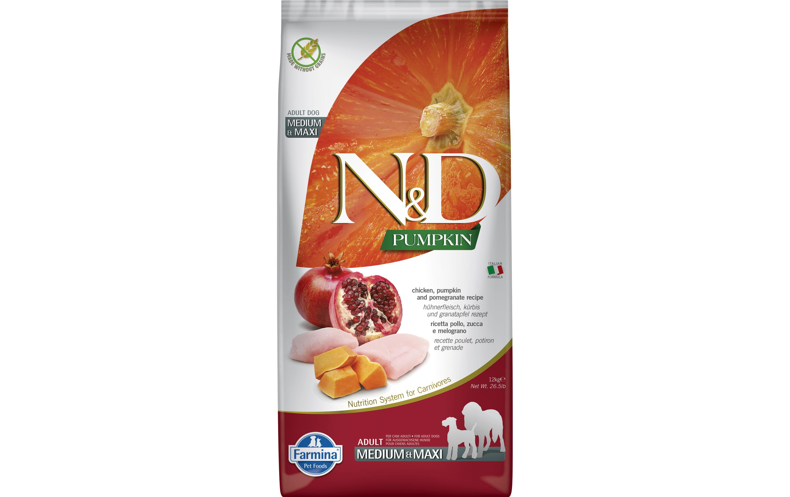 Trockenfutter Adult Med/Max Huhn & Granatapfel 12 kgAlleinfuttermittel für ausgewachsene Hunde