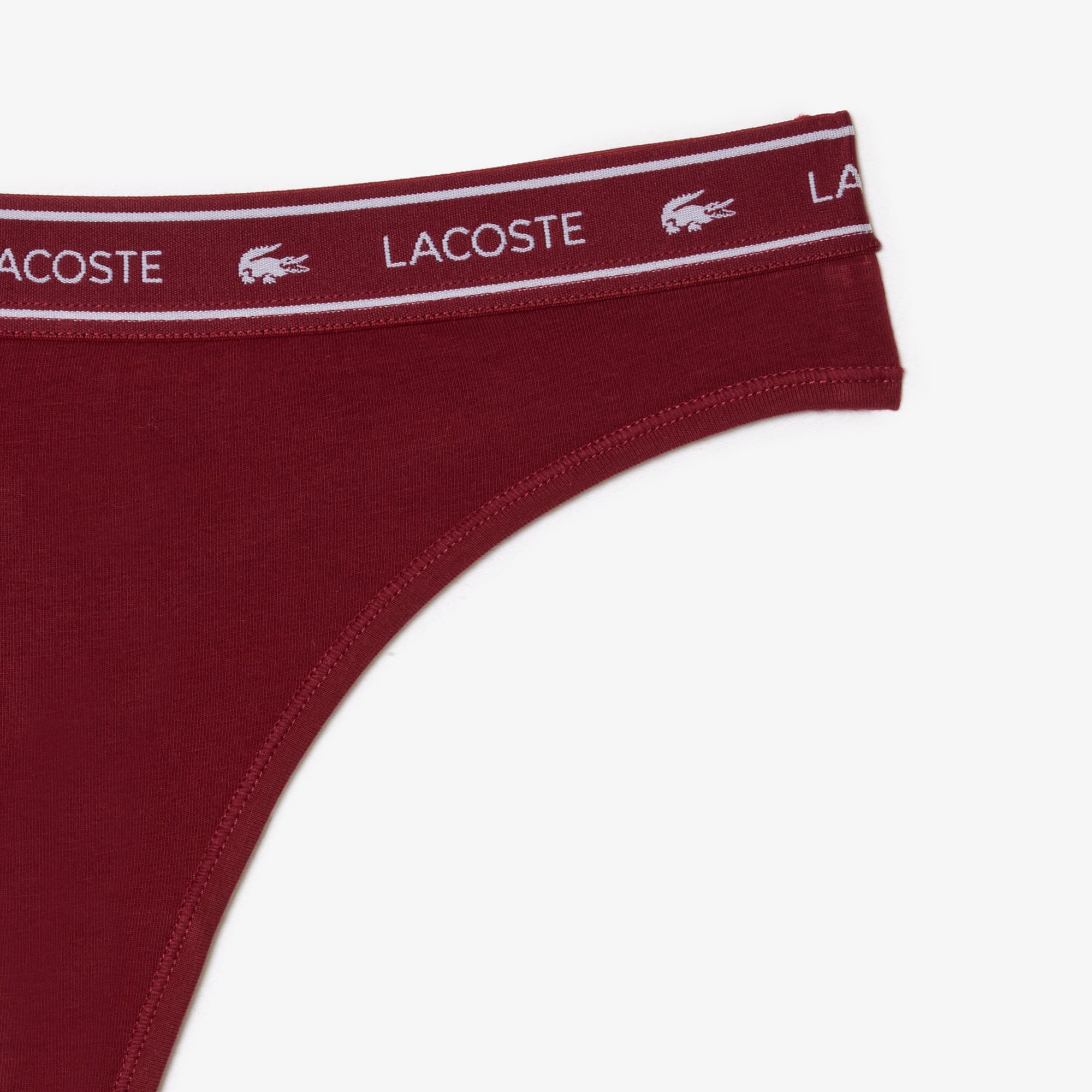 String avec ceinture siglée en coton stretch Culottes & bas - Rouge - Lacoste - Femme