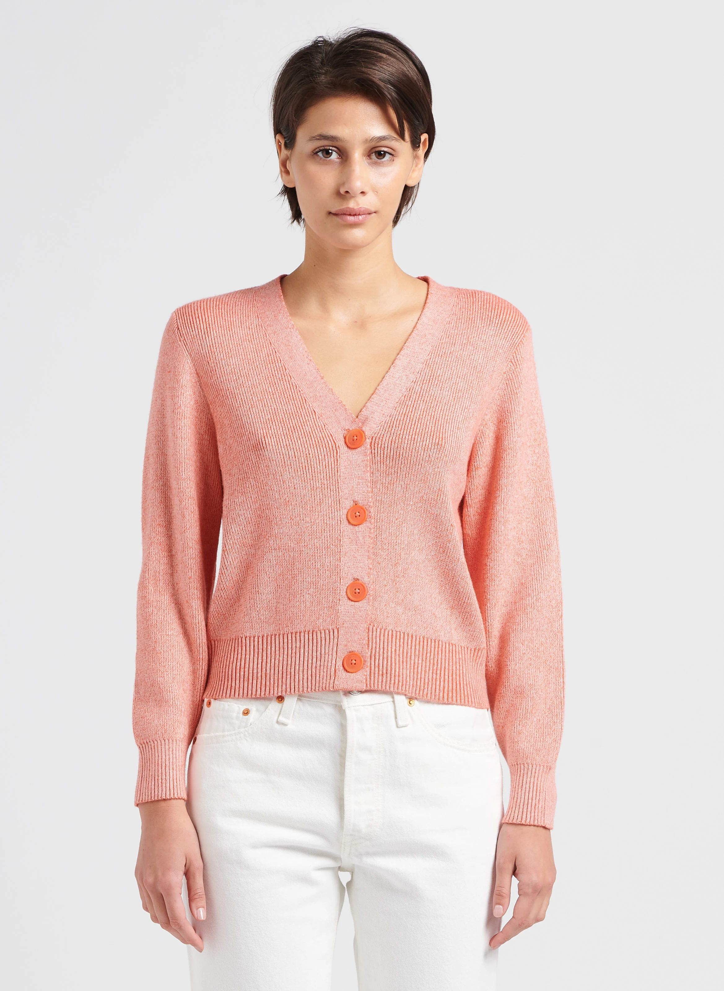 Gilet droit à encolure V | Rose