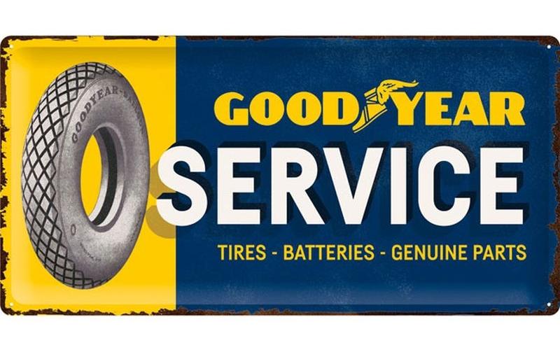 Schild Goodyear Service 25 x 50 cm, MetallRustikales Blechschild