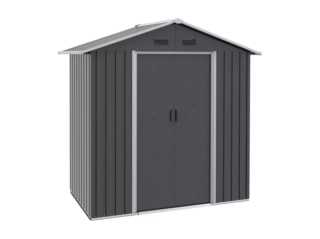 Abri de jardin - remise pour outils - cabanon porte verrouillable - dim. 194L x 110l x 184H cm - tôle d'acier anthracite