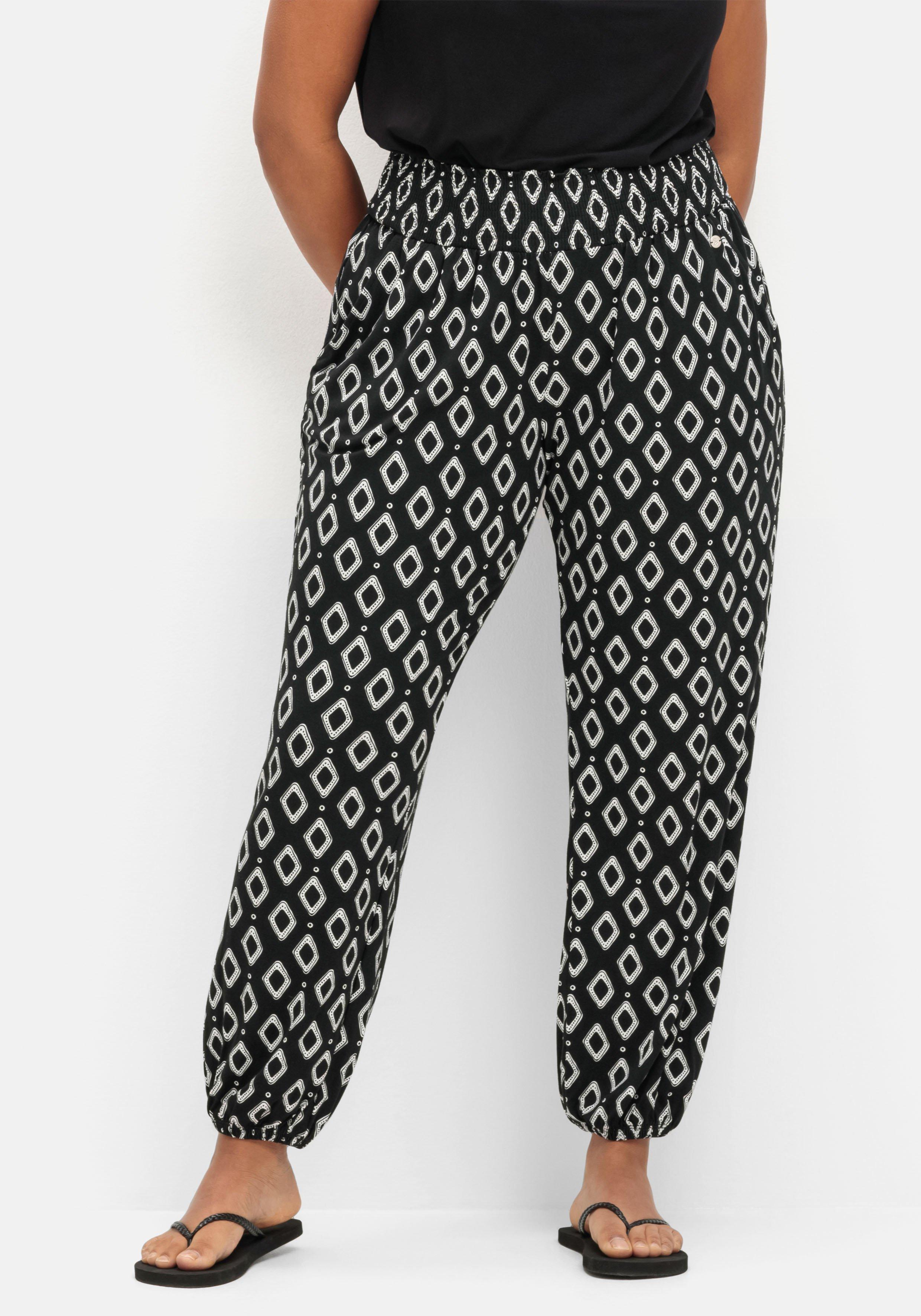 Bedruckte Jerseyhose mit breitem Smokbund