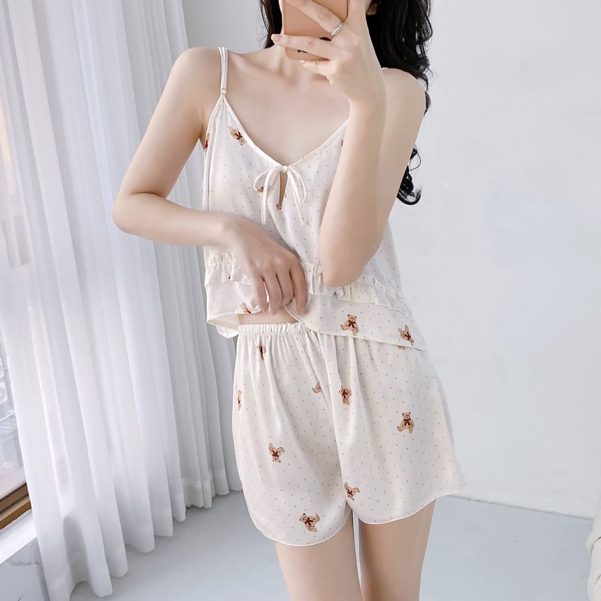Almilo - Pyjamaset: Berenprint Flowy Crop Camisole + Shorts