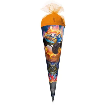 Roth Motiv-Schultüte, Monstertruck Fire, 35cm, rund, Tüllverschluss