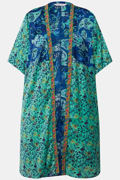 Kaftan, oversized, offene Form, Mustermix, 3/4-Ärmel