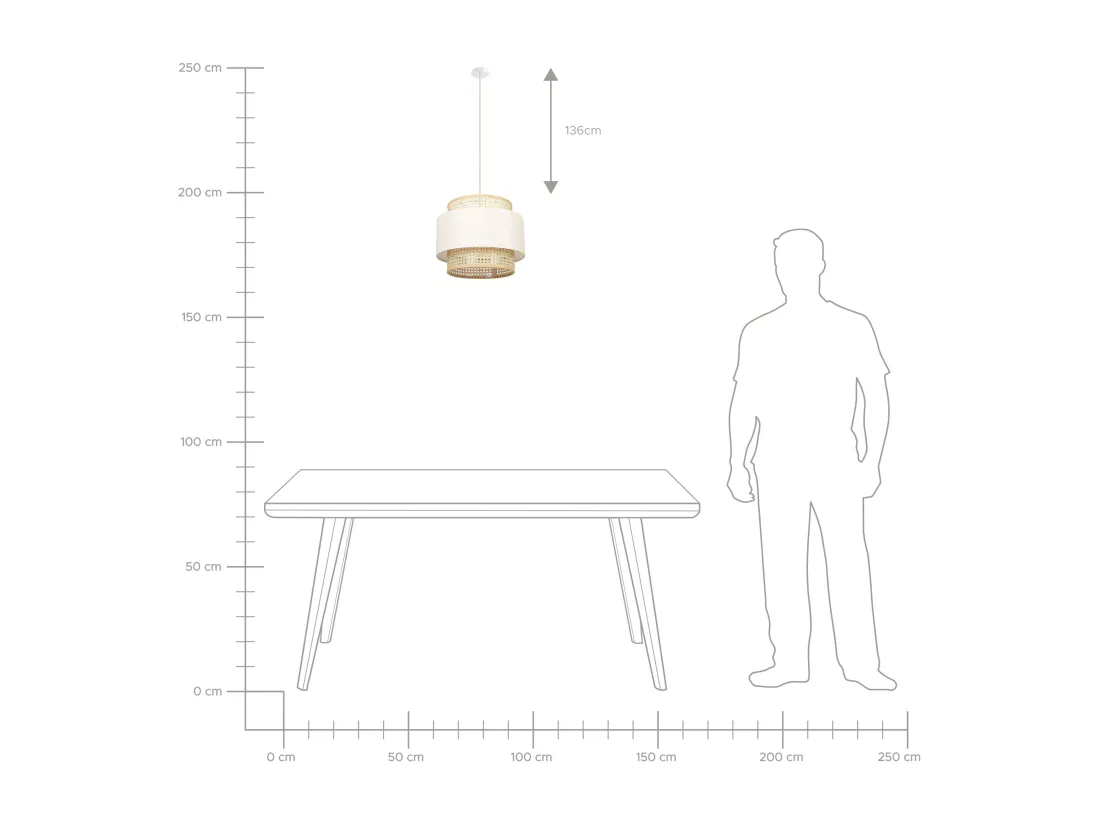 Lampe suspension YUMURI Rotin Beige clair