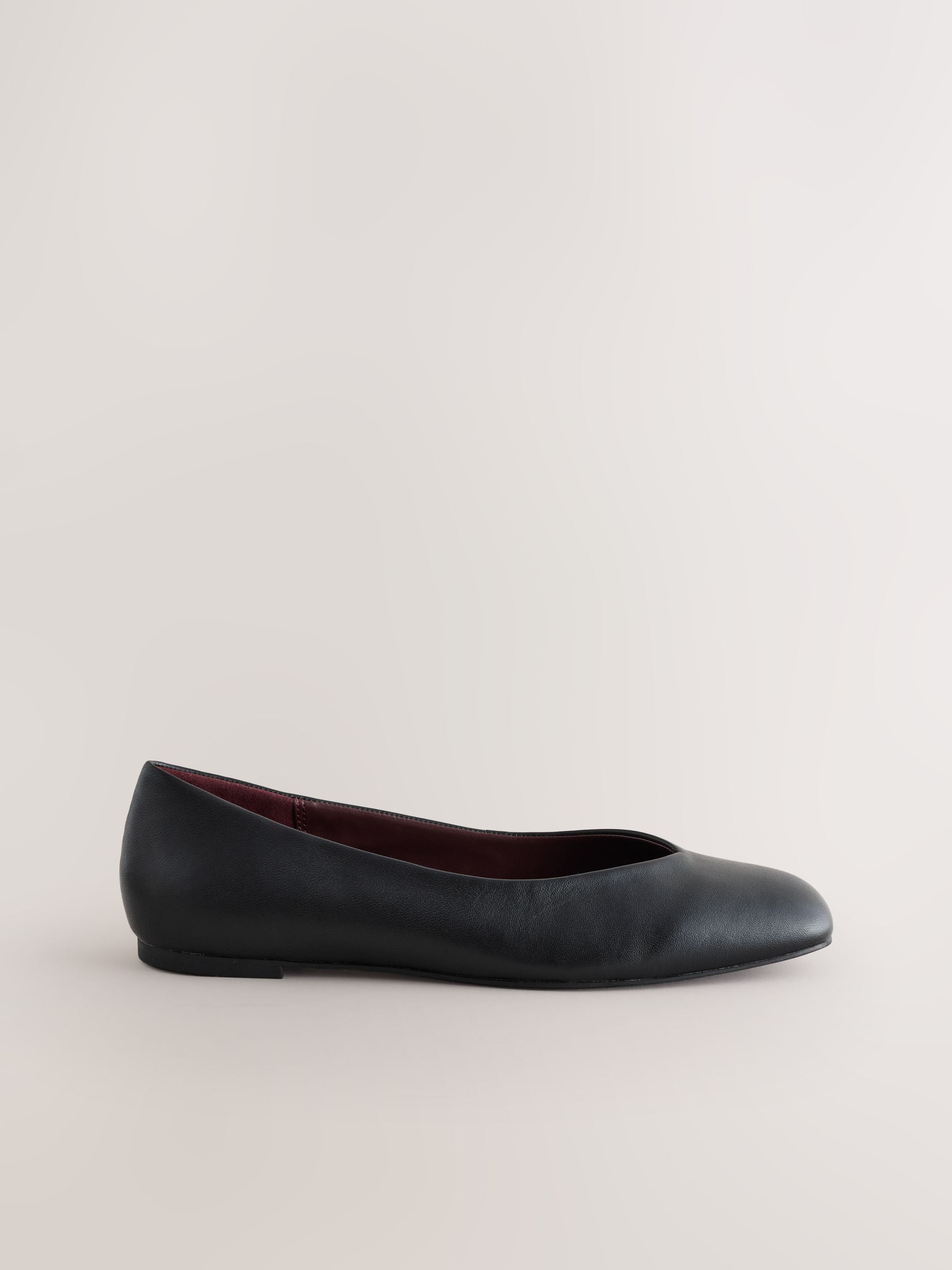 Zwart - Forever Comfort® Leather Square Toe Ballerina Flats