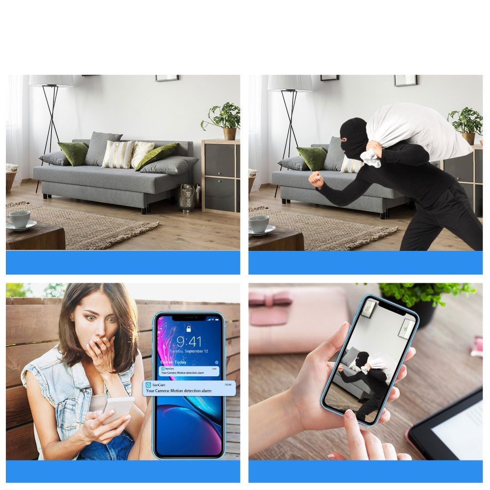 Mini WiFi IP Kamera Ultra HD 4K Infrarot LED's Nachtsichtfunktion mit Akku (3000mAh) und Micro SD Kartenslot   Halterung und 1/4 Gewinde (iOS/Android)
