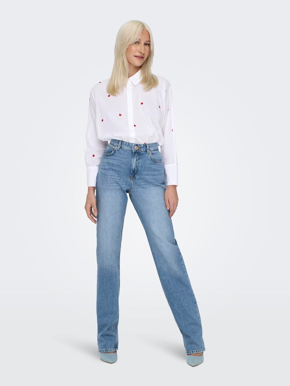 ONLJACI Mittlere Taille Gerade geschnitten Jeans Light Blue Denim