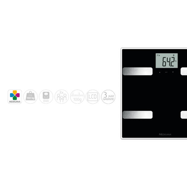 Medisana BS A41 lichaamsanalyse weegschaal met Bluetooth (zwart)