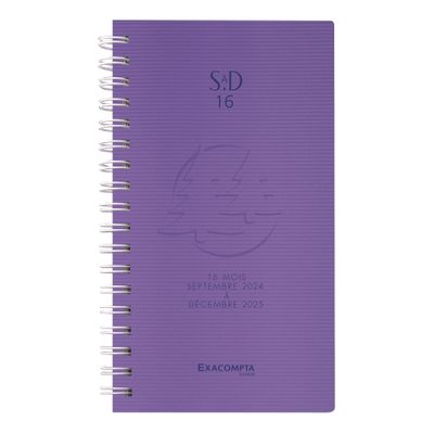 Agenda de poche spiralé Linicolor - 1 semaine sur 2 pages - 16 mois - 9 x 16 cm - disponible dans différentes couleurs - Exacompta