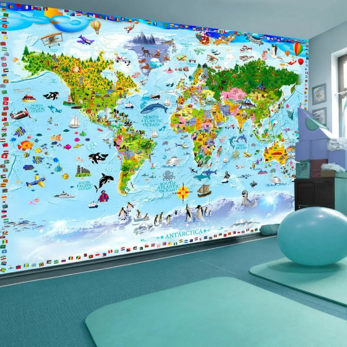 Paris Prix Papier Peint World Map for Kids 70 x 100 cm