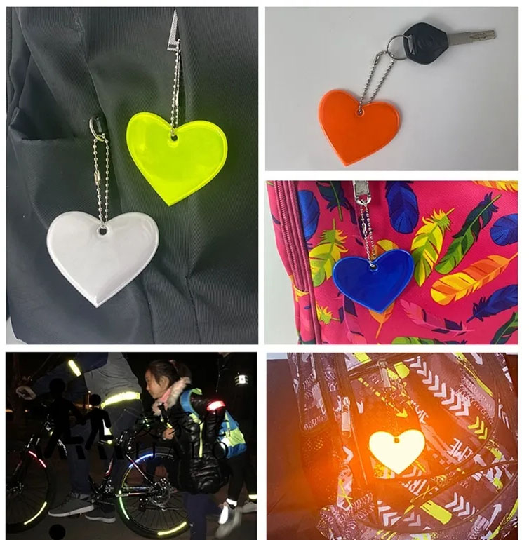 Schulranzen Reflektor Anhänger Kinder Sicherheits Herz - Neon Rot