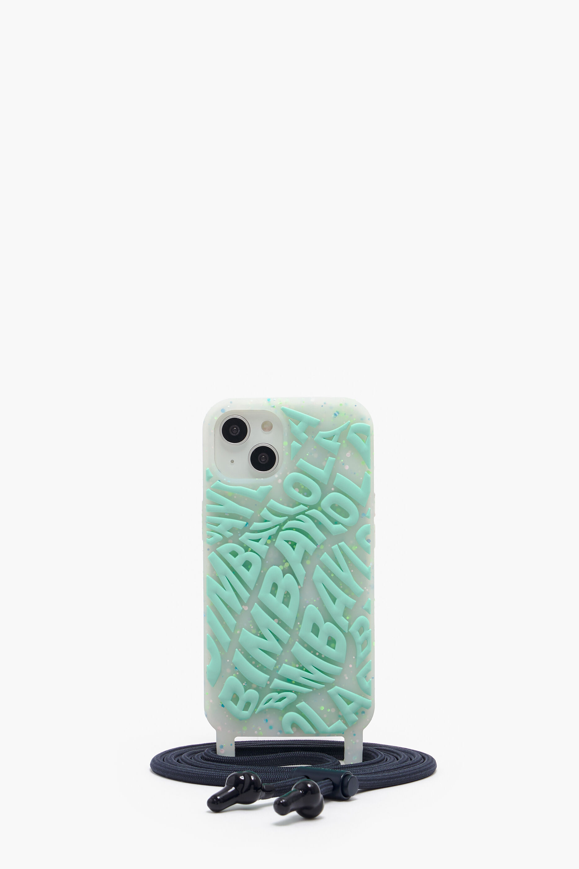 Capa transparente para iPhone 13 com logotipo azul-turquesa